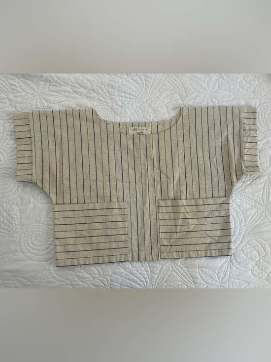 object apparel Tops - Striped Linen-Blend Boxy Crop Top in Natural